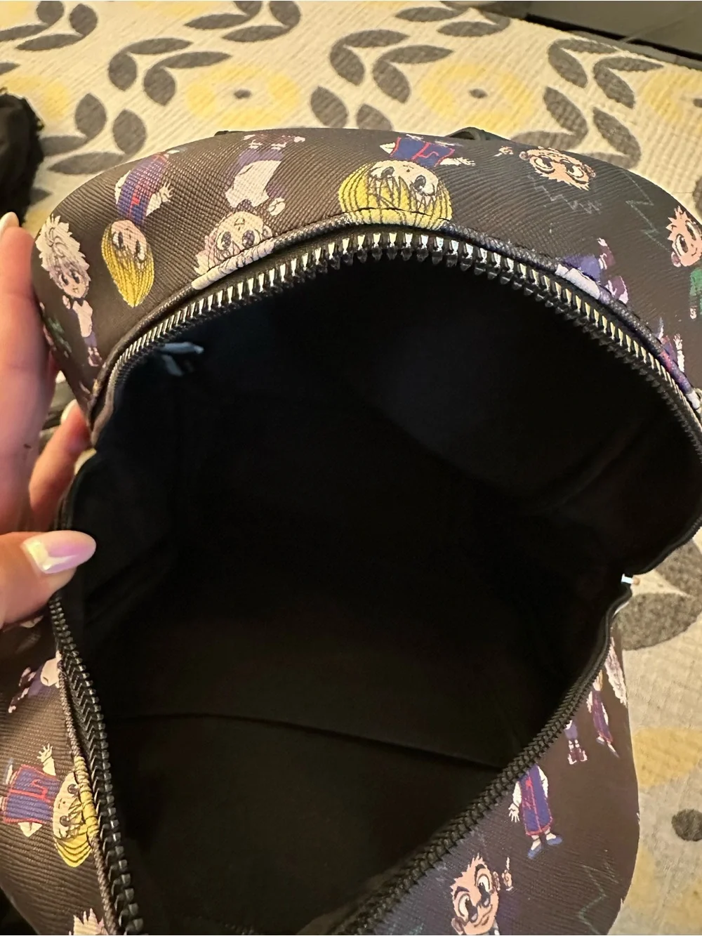 Hot Topic Black Mini Backpack with Colorful Anime Character Print